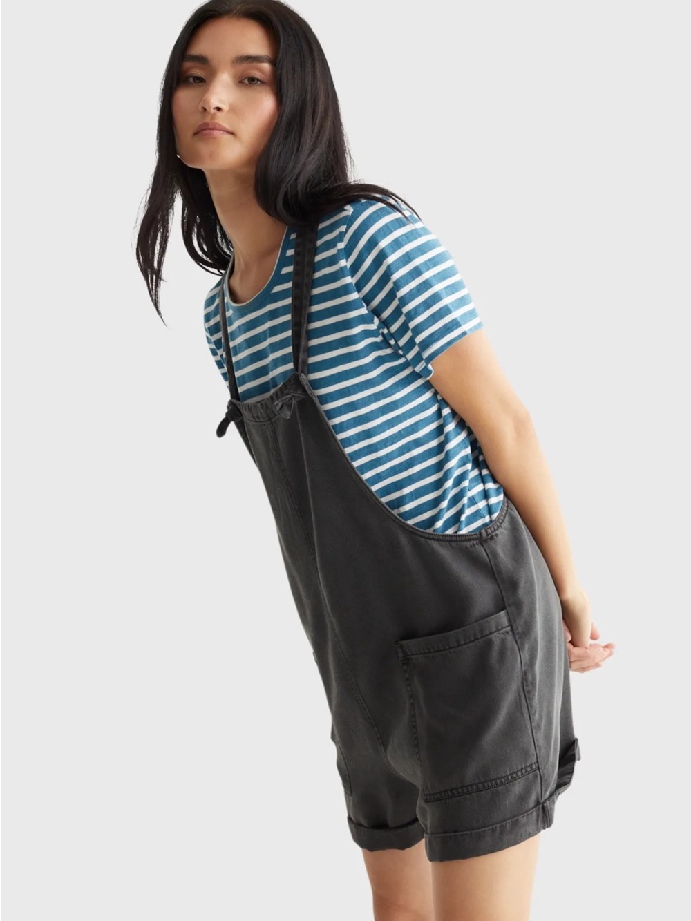 Lucky Brand Grey Short Denim Overalls
